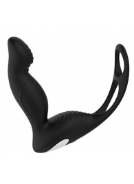 Черный вибромассажер простаты P-PLEASER W ERECTION ENHANCE - Dream Toys - в Рубцовске купить с доставкой