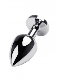 Серебристая коническая анальная пробка с красным кристаллом - 8 см. - ToyFa - купить с доставкой в Рубцовске