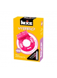 Розовое эрекционное виброкольцо Luxe VIBRO  Ужас Альпиниста  + презерватив - Luxe - в Рубцовске купить с доставкой