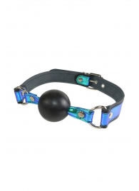 Кляп-шарик на чёрно-синих ремешках - Sitabella - купить с доставкой в Рубцовске