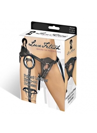Черные трусики для страпона из патентованной кожи - Lux Fetish - купить с доставкой в Рубцовске