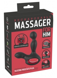 Черный вибромассажер простаты с нагревом и ротацией Prostate Plug - 14,5 см. - Orion - в Рубцовске купить с доставкой