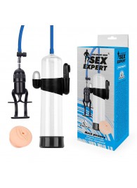 Прозрачная вакуумная вибропомпа Sex Expert с насадкой-вагиной - Sex Expert - в Рубцовске купить с доставкой