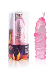 Закрытая рельефная насадка Crystal sleeve snakes в виде змеи с усиками - 14 см. - Erowoman-Eroman - в Рубцовске купить с доставкой