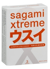 Ультратонкие презервативы Sagami Xtreme SUPERTHIN - 3 шт. - Sagami - купить с доставкой в Рубцовске