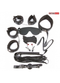 Большой игровой набор БДСМ: наручники, оковы, маска, кляп, плеть, ошейник с поводком, верёвка, зажимы для сосков - Notabu - купить с доставкой в Рубцовске
