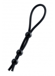 Черное лассо на пенис с тремя бусинами - A-toys - в Рубцовске купить с доставкой