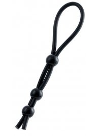 Черное лассо на пенис с тремя бусинами - A-toys - в Рубцовске купить с доставкой