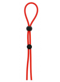 Красное лассо на пенис с двумя бусинами STRETCHY LASSO CAGE - Dream Toys - в Рубцовске купить с доставкой