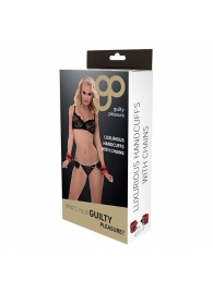 Красно-чёрные наручники на металлической цепочке - Blush Novelties - купить с доставкой в Рубцовске
