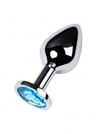 Серебристая конусовидная анальная пробка с голубым кристаллом - 8 см. - ToyFa - купить с доставкой в Рубцовске