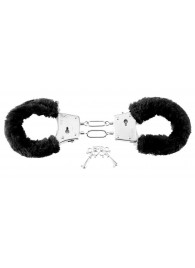 Меховые чёрные наручники Beginner s Furry Cuffs - Pipedream - купить с доставкой в Рубцовске
