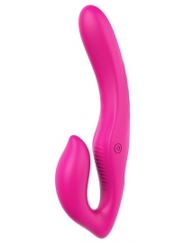 Ярко-розовый безремневой страпон REMOTE DOUBLE DIPPER - 22 см. - Dream Toys - купить с доставкой в Рубцовске