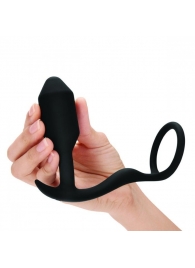 Черное эрекционное кольцо с анальным плагом Snug   Tug - b-Vibe - в Рубцовске купить с доставкой