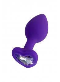 Фиолетовая анальная втулка Diamond Heart с прозрачным кристаллом - 7 см. - ToyFa - купить с доставкой в Рубцовске