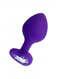 Фиолетовая анальная втулка Diamond Heart с прозрачным кристаллом - 8 см. - ToyFa - купить с доставкой в Рубцовске