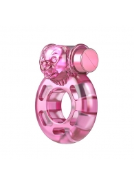 Розовое эрекционное кольцо с вибрацией Pink Bear - Baile - в Рубцовске купить с доставкой