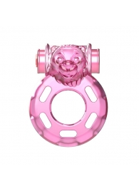 Розовое эрекционное кольцо с вибрацией Pink Bear - Baile - в Рубцовске купить с доставкой