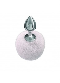 Серебристая анальная пробка с белым пушистым хвостиком Twinkle - Lola Games - купить с доставкой в Рубцовске