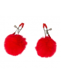 Зажимы на соски Angelic с красными меховыми шариками - Lola Games - купить с доставкой в Рубцовске
