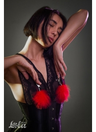 Зажимы на соски с красным пухом Euphoric - Lola Games - купить с доставкой в Рубцовске