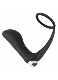 Черное эрекционное кольцо с анальной вибропробкой Vibrating Ring   Plug - Orion - в Рубцовске купить с доставкой