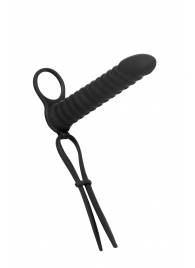 Черная вибронасадка для двойного проникновения Rori - 17 см. - Lola Games - купить с доставкой в Рубцовске