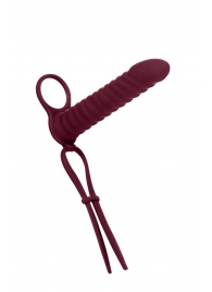 Бордовая вибронасадка для двойного проникновения Rori - 17 см. - Lola Games - купить с доставкой в Рубцовске