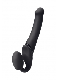 Черный безремневой вибрострапон Silicone Bendable Strap-On M - Strap-on-me - купить с доставкой в Рубцовске