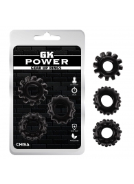 Набор из 3 черных эрекционных колец Gear Up Rings - Chisa - в Рубцовске купить с доставкой