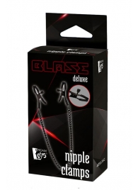 Черные зажимы на соски на цепочке BLAZE DELUXE NIPPLE CLAMPS - Dream Toys - купить с доставкой в Рубцовске