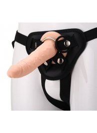 Телесный страпон на черных трусиках STRAP ON REAL DILDO - 20 см. - Dream Toys - купить с доставкой в Рубцовске
