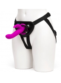 Лиловый страпон Rechargeable Vibrating Strap-On Harness Set - 17,6 см. - Happy Rabbit - купить с доставкой в Рубцовске