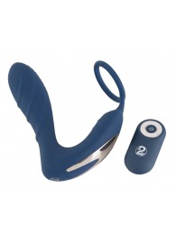 Синий вибростимулятор простаты с кольцом - 14,5 см. - Orion - в Рубцовске купить с доставкой