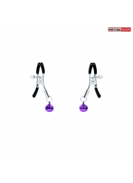 Оригинальные зажимы на соски с фиолетовыми шариками - Notabu - купить с доставкой в Рубцовске