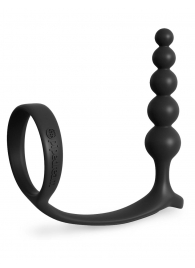 Черная анальная цепочка с эрекционным кольцом Ass-gasm Cockring Anal Beads - Pipedream - в Рубцовске купить с доставкой