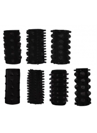 Набор из 7 черных насадок PENIS SLEEVES SET - Dream Toys - в Рубцовске купить с доставкой