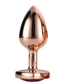 Золотистая анальная втулка с кристаллом-сердечком розового цвета - 7,1 см. - Dream Toys - купить с доставкой в Рубцовске