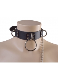 Черный кожаный ошейник Big Ring - Sitabella - купить с доставкой в Рубцовске