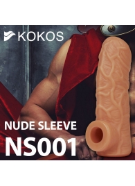Телесная открытая насадка-реалистик с подхватом мошонки Nude Sleeve L - 14 см. - KOKOS - в Рубцовске купить с доставкой