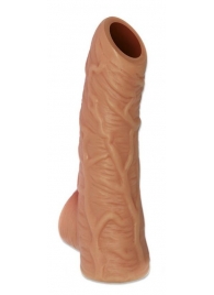 Телесная открытая насадка-реалистик с подхватом мошонки Nude Sleeve L - 14 см. - KOKOS - в Рубцовске купить с доставкой
