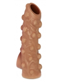 Телесная насадка с бугорками и открытой головкой Nude Sleeve M - 12 см. - KOKOS - в Рубцовске купить с доставкой