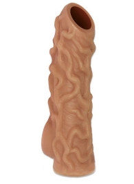 Телесная насадка с венками и открытой головкой Nude Sleeve L - 14 см. - KOKOS - в Рубцовске купить с доставкой