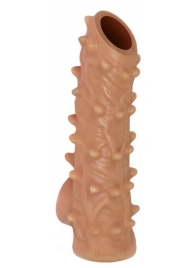 Телесная насадка с шипами и открытой головкой Nude Sleeve M - 12 см. - KOKOS - в Рубцовске купить с доставкой