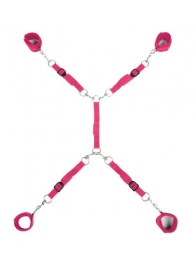Ярко-розовый набор фиксаций на кровати Classic Bed Spreader - Lux Fetish - купить с доставкой в Рубцовске