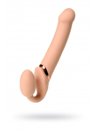 Телесный безремневой вибрострапон Vibrating Bendable Strap-On L - Strap-on-me - купить с доставкой в Рубцовске