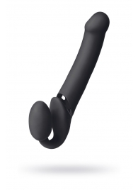 Черный безремневой вибрострапон Vibrating Bendable Strap-On L - Strap-on-me - купить с доставкой в Рубцовске