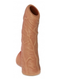Телесная открытая насадка-реалистик с подхватом мошонки Nude Sleeve S - 10 см. - KOKOS - в Рубцовске купить с доставкой