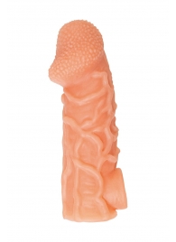 Телесная закрытая насадка с венками Cock Sleeve Size L - 17,6 см. - KOKOS - в Рубцовске купить с доставкой