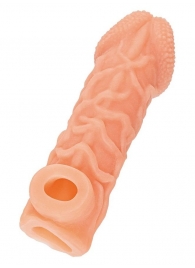 Телесная закрытая насадка с венками Cock Sleeve Size L - 17,6 см. - KOKOS - в Рубцовске купить с доставкой